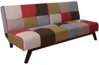 Divano letto a 3 posti, in tessuto Patchwork imbottito, Apertura clic-clac, trasformabile in letto singolo, Made in Italy, cm 180x79xh76, Multicolore