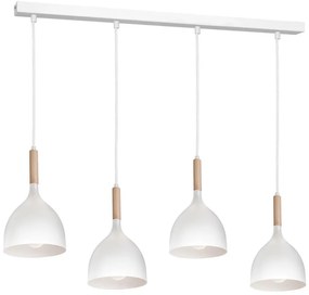 Lampadario a sospensione con filo NOAK WOOD 4xE27/60W/230V bianco/legno