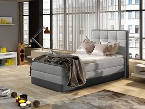 Letto singolo boxspring Lima - Tessuto grigio + tessuto grigio scuro