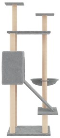 Albero per gatti con tiragraffi in sisal grigio chiaro 153 cm