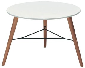 Tavolino da esterno Chamonix in eucalipto con piano in composito bianco per 2 persone Ø 60 cm