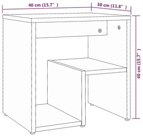 Comodini Rovere Fumo 2 pz 40x30x40 cm in Legno Multistrato