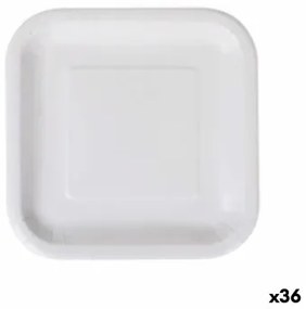 Set di piatti Algon Monouso Bianco Cartone Quadrato 20 cm (36 Unità)