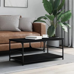 Tavolino Da Salotto Nero 90x49x40 Cm İn Legno Multistrato /
