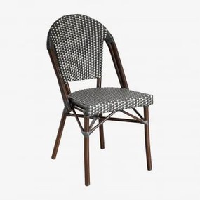 Confezione da 2 sedie da pranzo impilabili in alluminio e rattan - Sklum