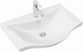 Kamalu - Composizione bagno a terra o sospesa 55 cm bicolore bianco e legno chiaro | LAC-ESTIA-55