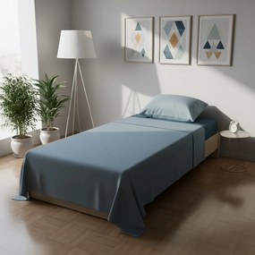 Completo letto singolo bicolor celeste e bluette