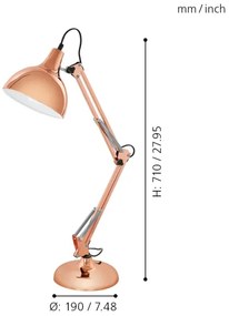 Eglo 94704 - Lampada da tavolo BORGILLIO 1xE27/40W/230V