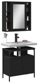 Set Mobili Da Bagno 2 Pz Nero İn Legno Multistrato /
