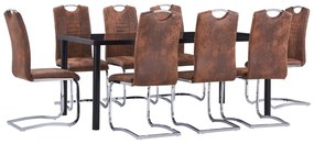 Set Sala Da Pranzo 9 Pz İn Similpelle Scamosciata Marrone /