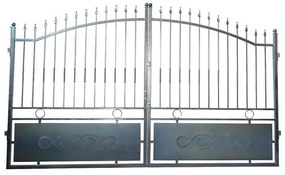 Cancello manuale battente Zerbion 4000 in ferro, apertura centrale, L 408.5, H 165-195 cm, di colore grigio zincato