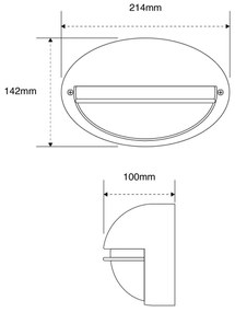 Plafoniera E27 IP54 Grigia 214x142mm mod. Palpebra Colore Grigio