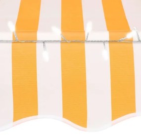 Tenda da Sole Retrattile Manuale LED 150 cm Bianco e Arancione