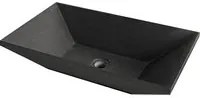 Lavabo da Appoggio in marmo Basalto Trapezio Nero 60x35 Altezza 15 cm