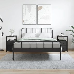 Comodini 2 Pz Neri 30x60x60 Cm İn Legno Multistrato /