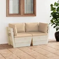 Divano da Giardino a 2 Posti su Pallet con Cuscini Legno Abete cod mxl 48437