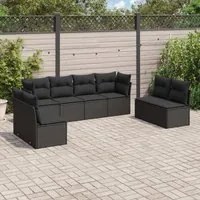 Set Divani da Giardino con Cuscini 8 pz Nero in Polyrattan 3249284