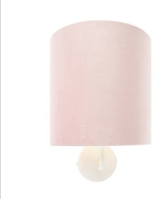 Applique vintage bianco paralume velluto rosa - MATT
