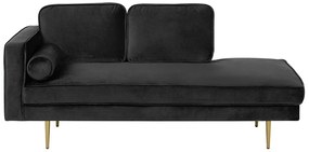 Chaise longue velluto nero sinistra MIRAMAS Beliani