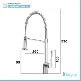 Rubinetto a canna alta per cucina e lavanderia in ottone cromato