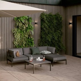 QUASI PERFETTO Pouf da giardino con cuscino grigio Idunn, struttura in alluminio seduta in alluminio nero, L 82 x H 61 x P 82 cm