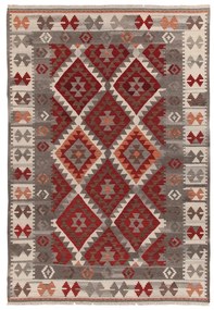 Tappeto Kilim Zagros orientale in lana grigio e arancione, L 230 x L 160 cm