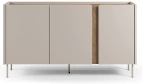 Cassettiera effetto rovere in colore crema-naturale 150x82,5x40,5 cm Lucile - Marckeric