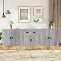 Credenze 3 pz Grigio Sonoma in Legno Multistratocod mxl 101303