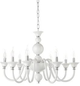 Lampada a sospensione D87 cm TEBE a 8 luci in vetro lavorato a mano BIANCO