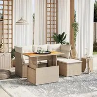 Set Divano da Giardino 6 pz con Cuscini Beige in Polyrattan 3270806