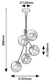 Rabalux 3508 - Lampadario su palo GLORY 5xE14/40W/230V