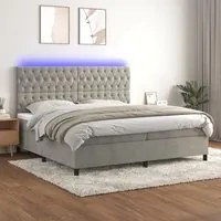 Letto a Molle Materasso e LED Grigio Chiaro 200x200 cm Velluto 3136323