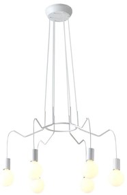 Lampadario a sospensione con filo BASSO 6xE27/40W/230V bianco