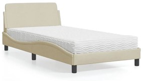 Letto con materasso crema 100x200 cm in tessuto