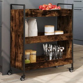 Carrello Da Cucina Rovere Fumo 70x30x82 Cm İn Legno Multistrato /