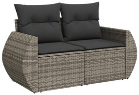 Set divano da giardino 8 pz con cuscini grigio in polyrattan