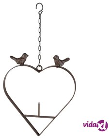 HI Mangiatoia per Uccelli a Forma di Cuore 23,5 cm Marrone