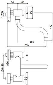 Paffoni quattro qtv161 gruppo lavello a muro con canna ad s 18 cm orientabile cromo