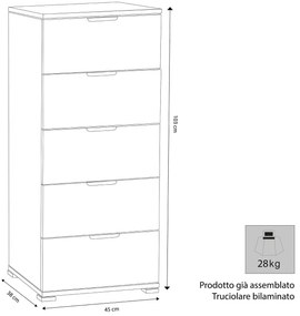 NIRRE - cassettiera 5 cassetti