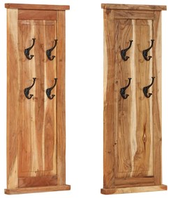 Appendiabiti 2 Pz İn Legno Massello Di Acacia 38x100 Cm /