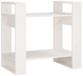 Libreria/Divisorio Bianco 60x35x57 cm in Legno Massello di Pino