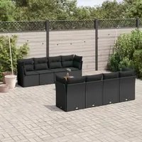 Set Divani da Giardino 9 pz con Cuscini Nero in Polyrattancod mxl 90819