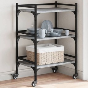 Carrello Da Cucina Grigio Sonoma 50x35x75,5cm Legno Multistrato /