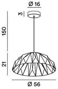Perenz Prisma - sospensione acrilico geometrica Ø56 cm disponibile nei colori bianco opaco + oro e nero opaco + oro