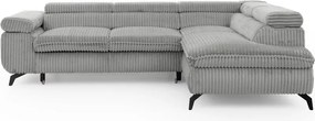 Divano angolare grigio chiaro (con penisola a destra/a L) con rivestimento in velluto a coste Marbeya – Ropez