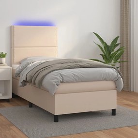 Giroletto Molle Materasso E Led Cappuccino 90x190 Cm Similpelle /