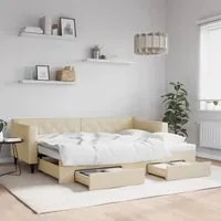 Divano Letto Estraibile con Cassetti Crema 80x200 cm in Tessutocod mxl 130632