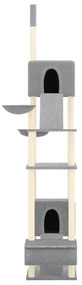 Albero per gatti pavimento soffitto grigio chiaro 277-303 cm