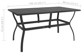 Tavolo da Giardino Antracite 140x80x72 cm in Acciaio