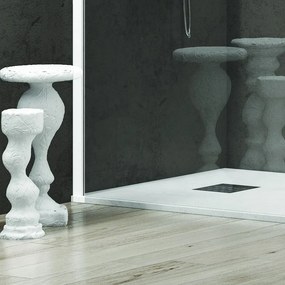 Parete doccia walk in 130 cm con profilo bianco opaco  KW-100W - KAMALU